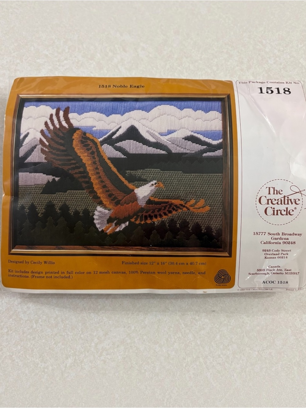 Noble Eagle Vintage Needlepoint Kit by The Creative Circle #1518